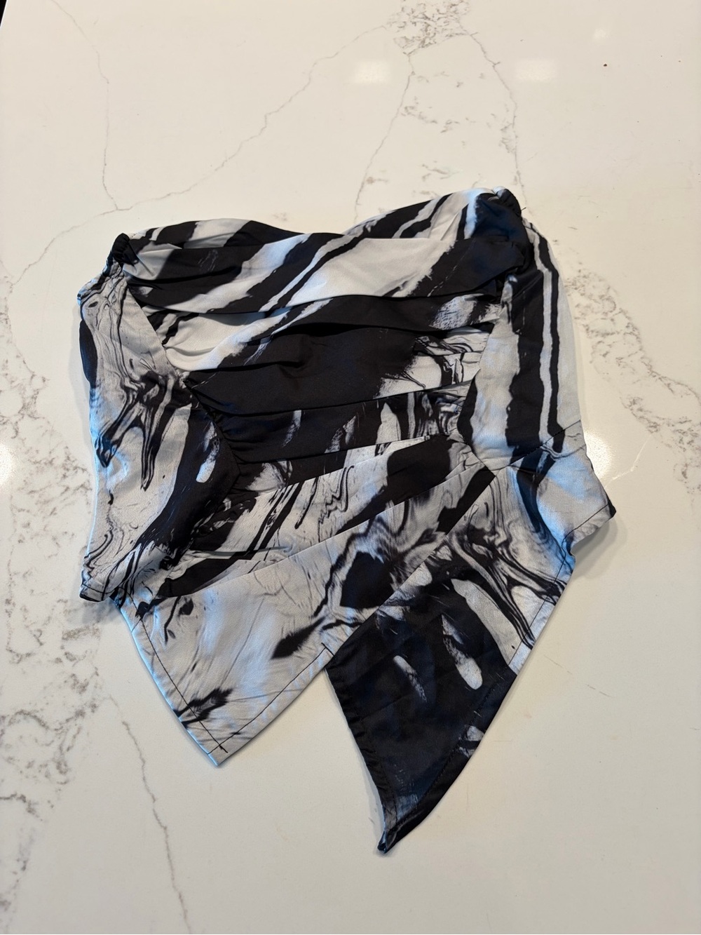 PrettyLittleThing Black & White Asymmetric Tie-Hem Skirt